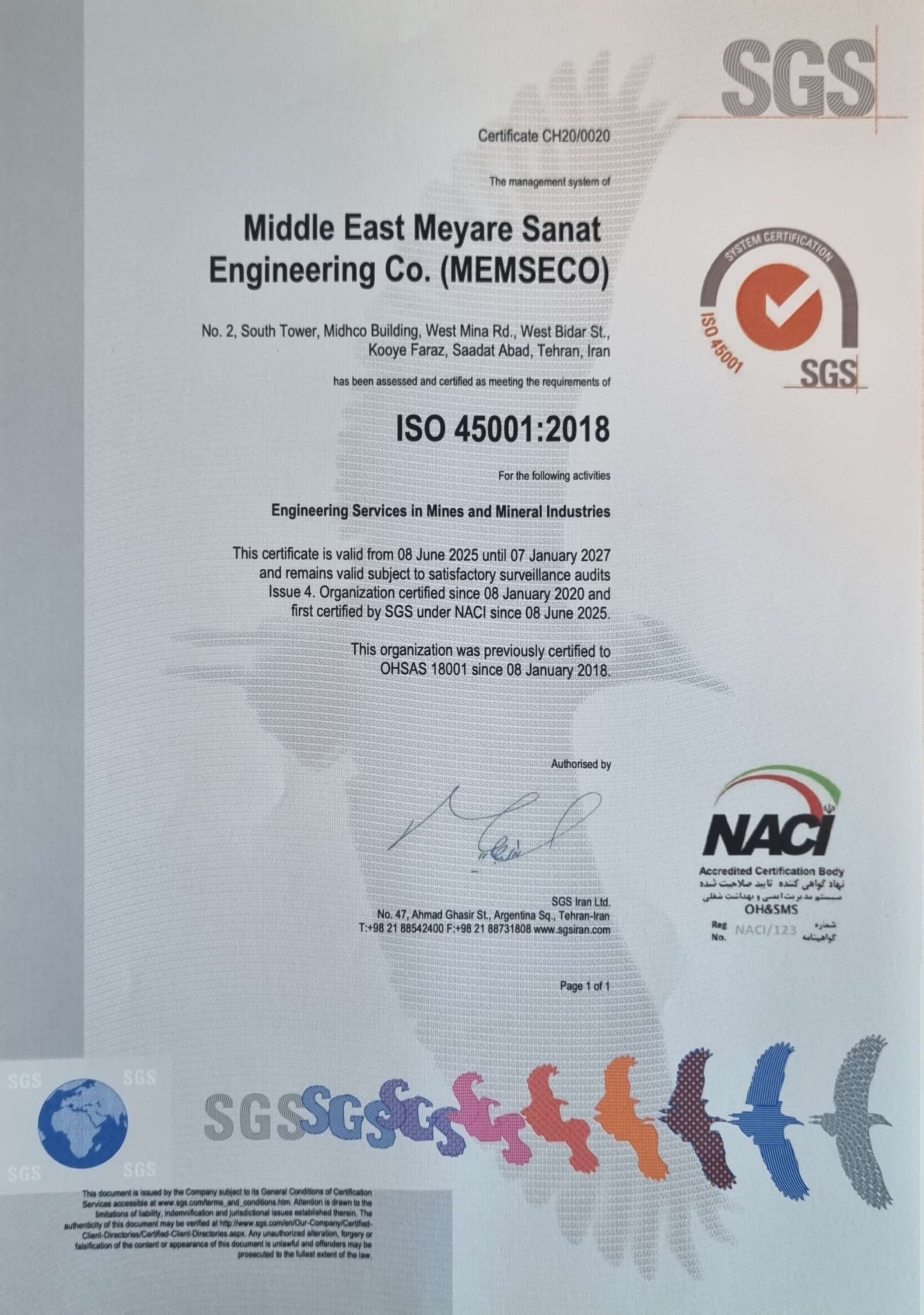  گواهینامه ISO45001-2018